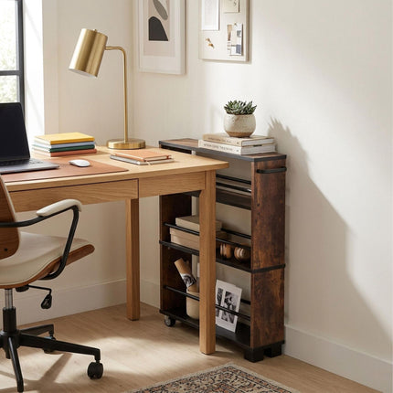 Slim 3-Tier Wood-Effect Trolley with Handle