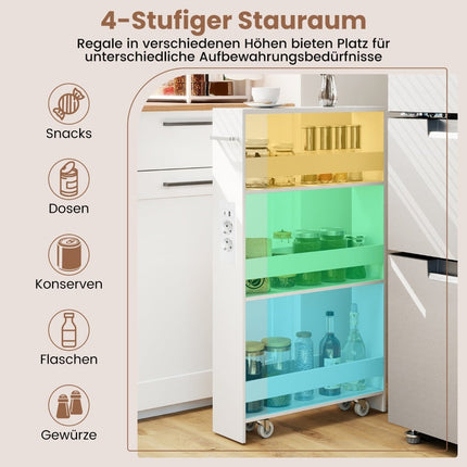 Slim 4-Tier Rolling Kitchen Cart with Charging Station