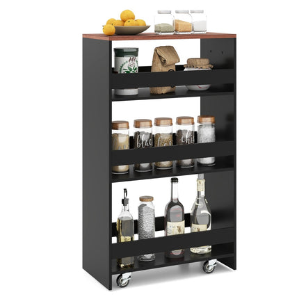 Slim 4-Tier Rolling Storage Cart with Charging Station