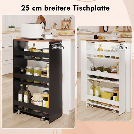 Slim 4-Tier Rolling Storage Cart with Charging Station