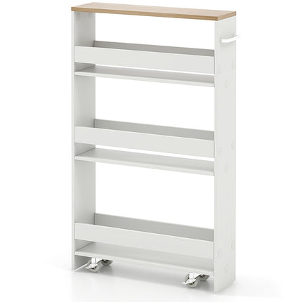 Slim 4-Tier Rolling Storage Cart with Open Shelves