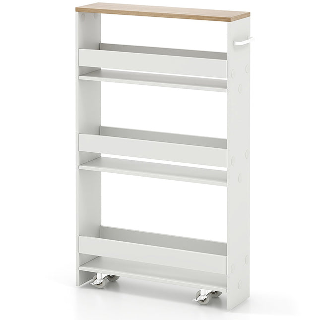 Slim 4-Tier Rolling Storage Cart with Open Shelves