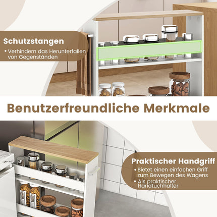 Slim 4-Tier Rolling Storage Cart with Open Shelves