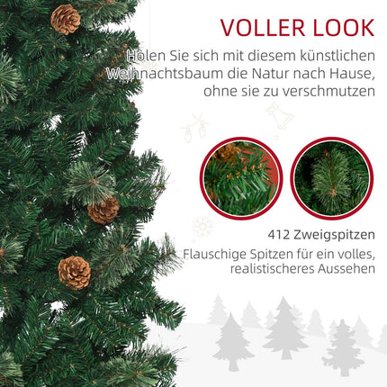 Slim Artificial Christmas Tree, 165 cm, Green, Indoor Use