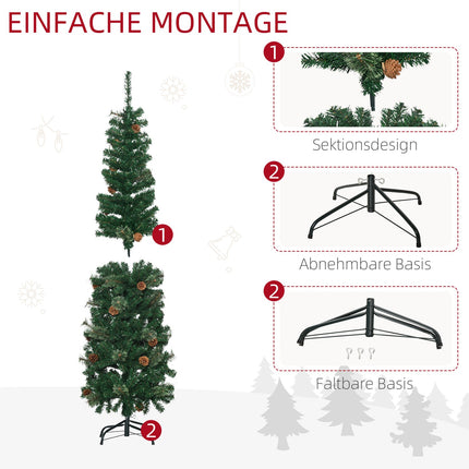 Slim Artificial Christmas Tree, 165 cm, Green, Indoor Use