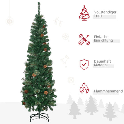 Slim Artificial Christmas Tree, 165 cm, Green, Indoor Use