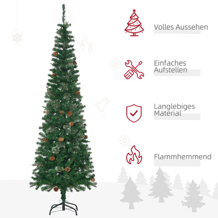 Slim Artificial Christmas Tree, Green, 195 cm, Indoor Use