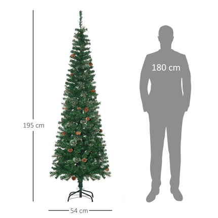 Slim Artificial Christmas Tree, Green, 195 cm, Indoor Use