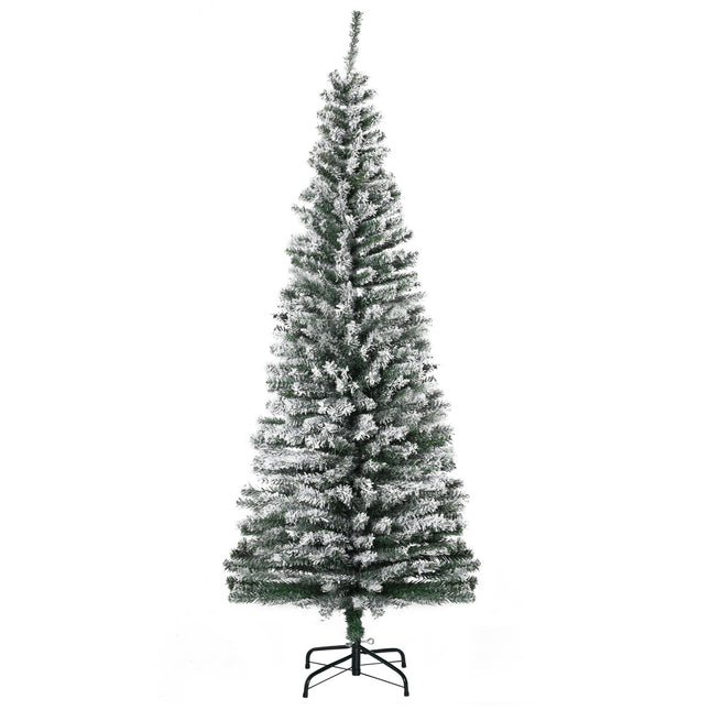 Slim Artificial Christmas Tree with Snow, 180 cm, Green