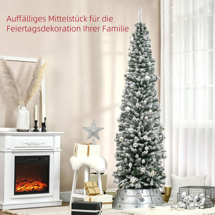 Slim Artificial Christmas Tree with Snow, 180 cm, Green