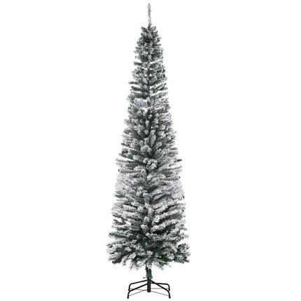 Slim Artificial Christmas Tree with Snowy Coating, 225 cm