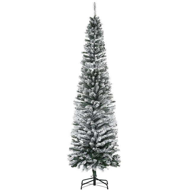 Slim Artificial Christmas Tree with Snowy Coating, 225 cm