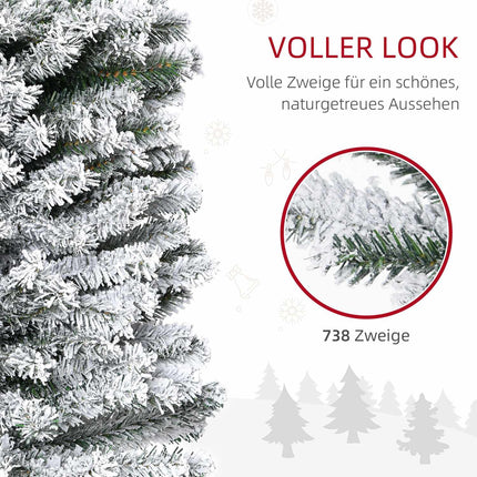 Slim Artificial Christmas Tree with Snowy Coating, 225 cm