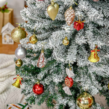 Slim Artificial Christmas Tree with Snowy Coating, 225 cm