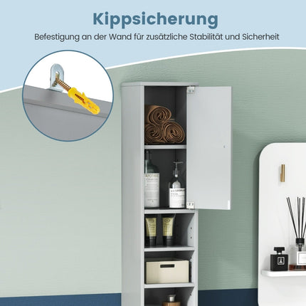 Slim Bathroom Cabinet, 2 Doors, 1 Drawer, Adjustable Shelves