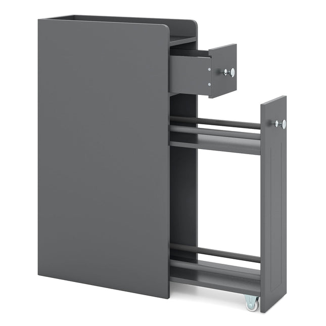Slim Bathroom Cabinet with Drawers, Grey, Space-Saving Design