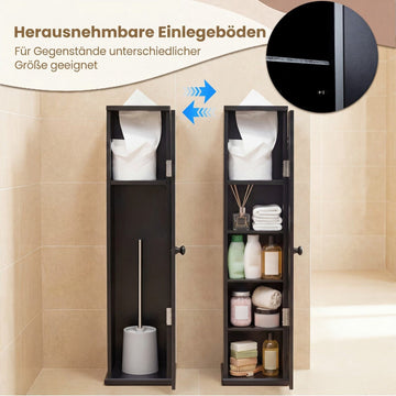 Slim Black Bathroom Cabinet, 16cm Wide, 3 Shelves