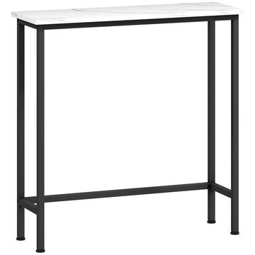 Slim Console Table, Marble-Look Top, 24 cm Depth