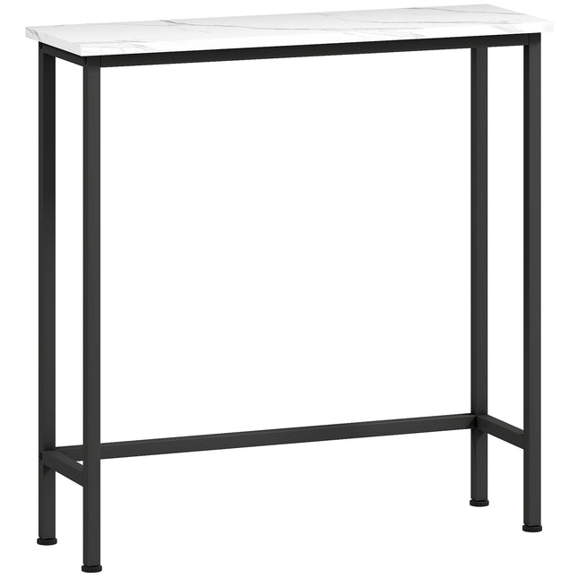 Slim Console Table, Marble-Look Top, 24 cm Depth