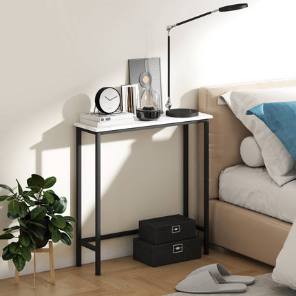 Slim Console Table, Marble-Look Top, 24 cm Depth