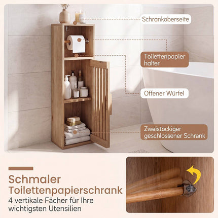 Slim Freestanding Bathroom Cabinet with Toilet Paper Holder