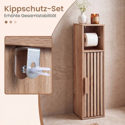 Slim Freestanding Bathroom Cabinet with Toilet Paper Holder