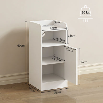 Slim Nightstand Set of 2 with Charging Station, Adjustable Shelf