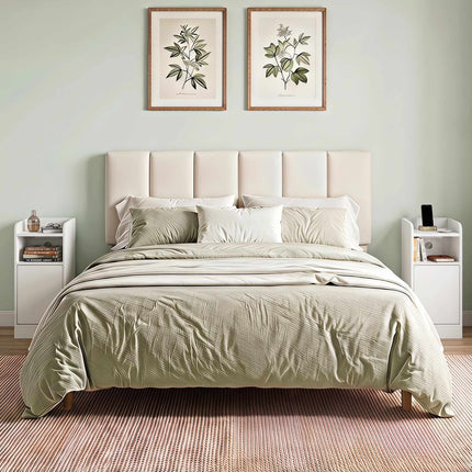 Slim Nightstand Set of 2 with Charging Station, Adjustable Shelf