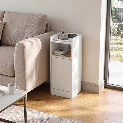 Slim Nightstand Set of 2 with Charging Station, Adjustable Shelf