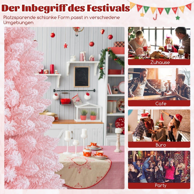 Slim Pink Christmas Tree, 180 cm, Snow Flocked, 460 Tips