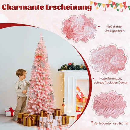 Slim Pink Christmas Tree, 180 cm, Snow Flocked, 460 Tips