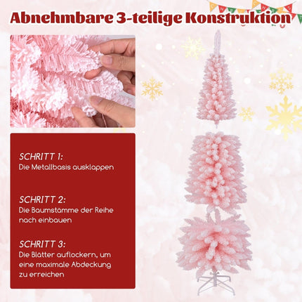 Slim Pink Christmas Tree, 180 cm, Snow Flocked, 460 Tips