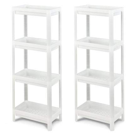 Slim Storage Cart, 2-Pack 4-Tier, Drainage Holes, White