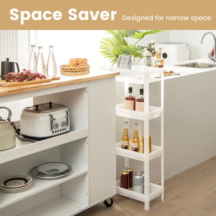 Slim Storage Cart, 2-Pack 4-Tier, Drainage Holes, White