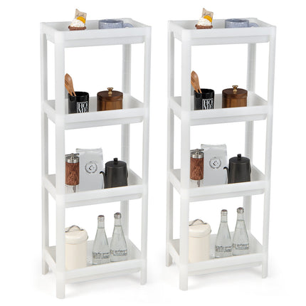 Slim Storage Cart, 2-Pack 4-Tier, Drainage Holes, White