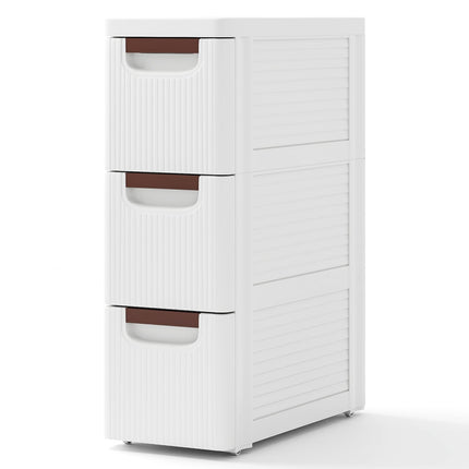 Slim Storage Cart with Wheels, 3 Drawers, White, PP Material