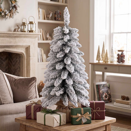 Slim White Artificial Christmas Tree, 90 cm, Snow-Flocked