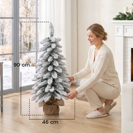 Slim White Artificial Christmas Tree, 90 cm, Snow-Flocked
