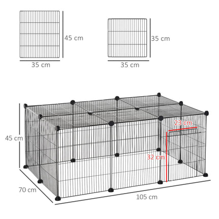 Outdoor small animal cage, metal with non-slip mat, 105x70x45 cm