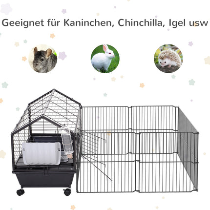 Small animal cage - metal rodent with garden and balcony