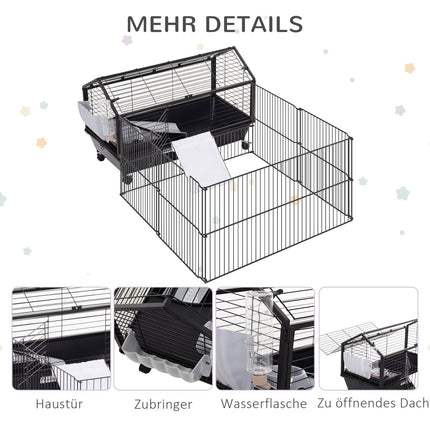 Small animal cage - metal rodent with garden and balcony