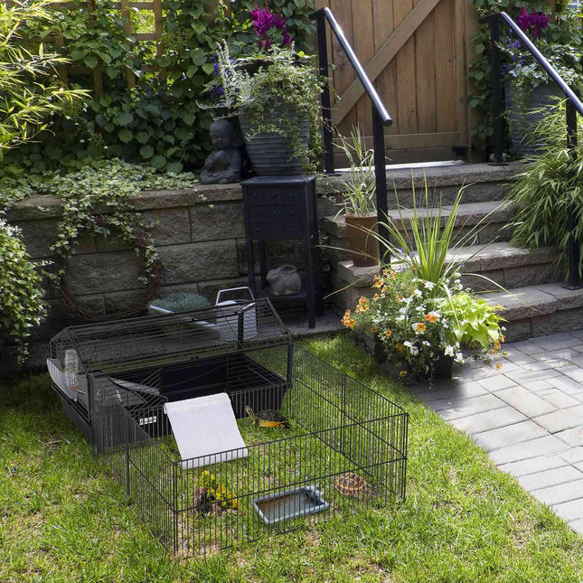 Small animal cage - metal rodent with garden and balcony