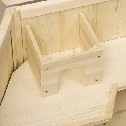 Small animal cage with ramp, spruce wood, 115x60x55 cm