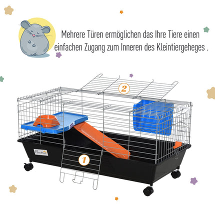 Rollable small animal cage, complete starter set, 89x44x43 Cm