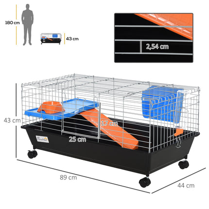 Rollable small animal cage, complete starter set, 89x44x43 Cm