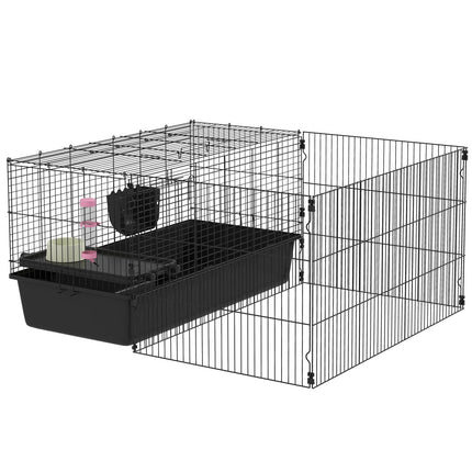 Small pet cage - steel, black, includes water bottle and bowl