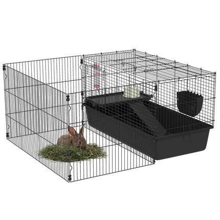Small pet cage - steel, black, includes water bottle and bowl