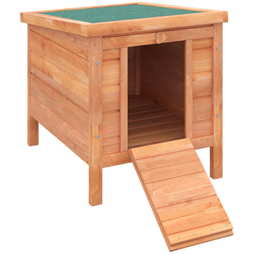 Small Animal House with Ramp, Weatherproof Wood, Green