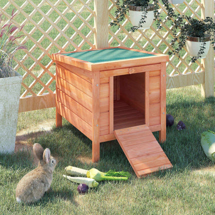 Small Animal House with Ramp, Weatherproof Wood, Green