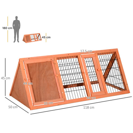 Guinea pig enclosure with run, 118x50x45 cm, Triangular orange